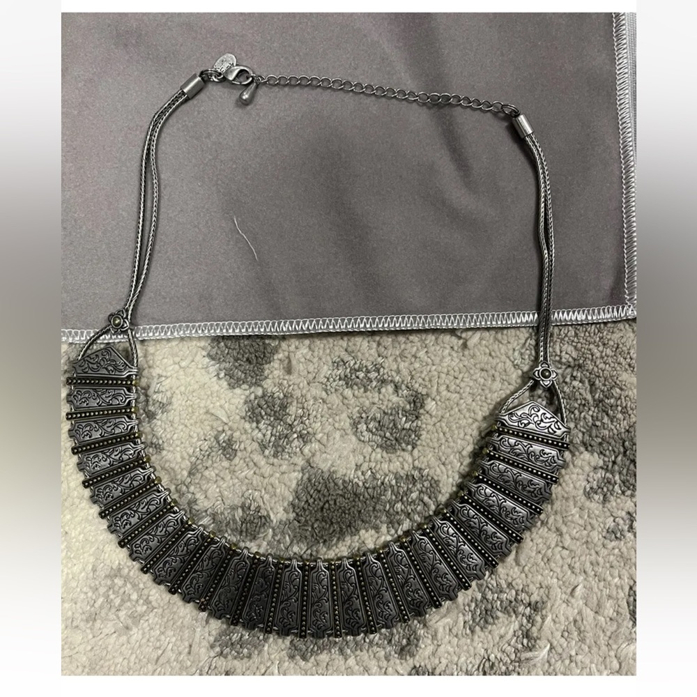 Lia Sophia Kiam Family Silver Toned Flower Scroll Layered Necklace